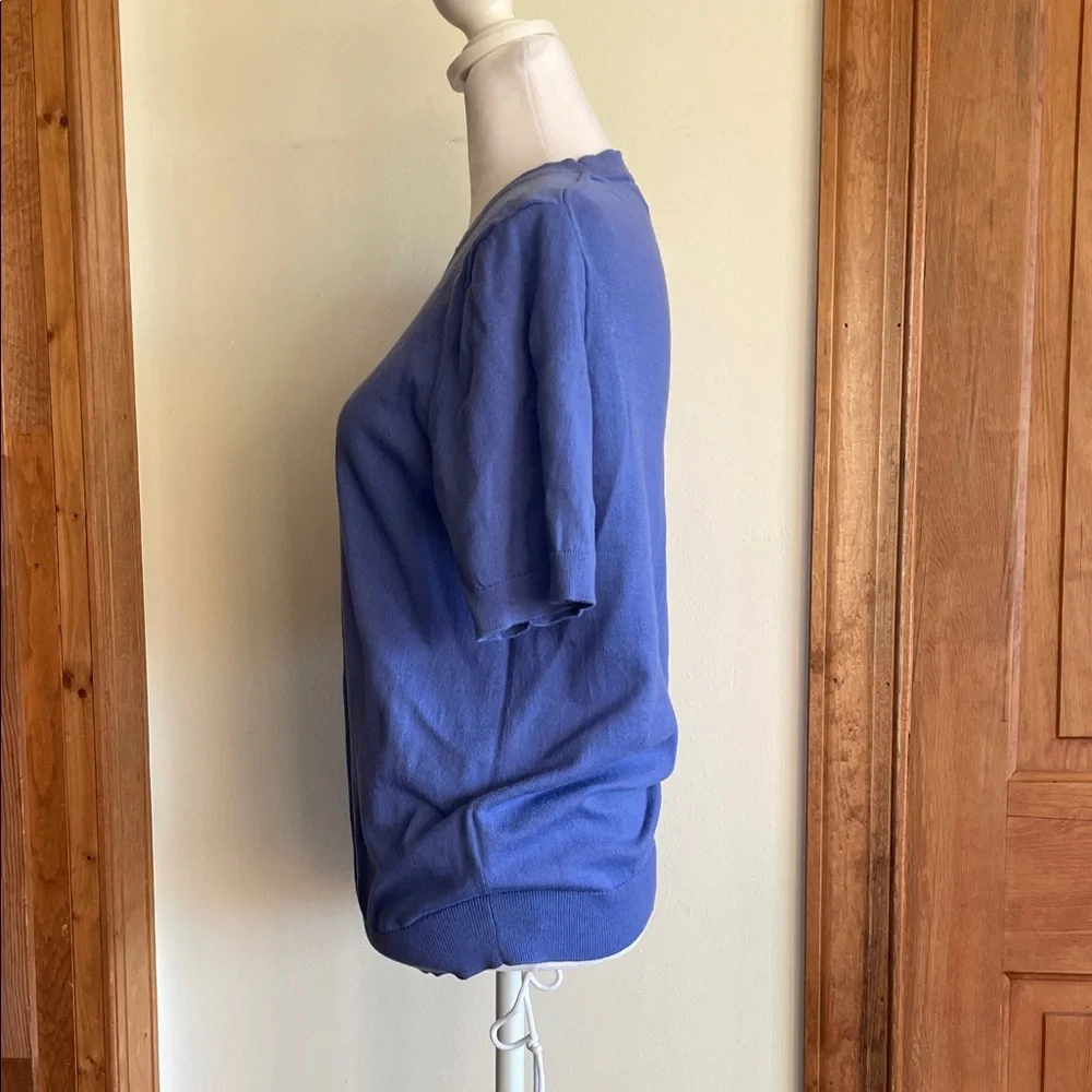 J. CREW Women's Blue Crew Neck Short Sleeve Pullover Sweater M